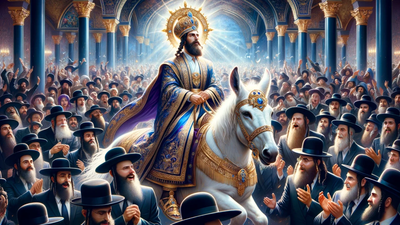 Messiah rides on a white donkey